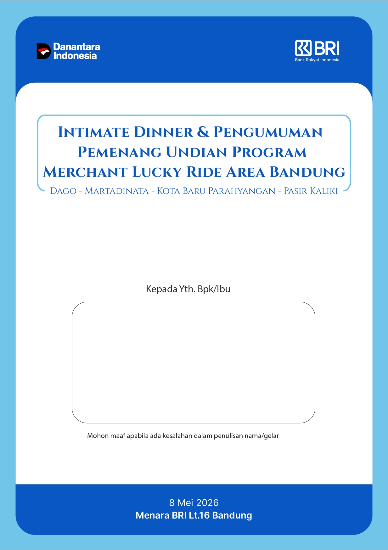 Undangan Intimate Dinner BRI