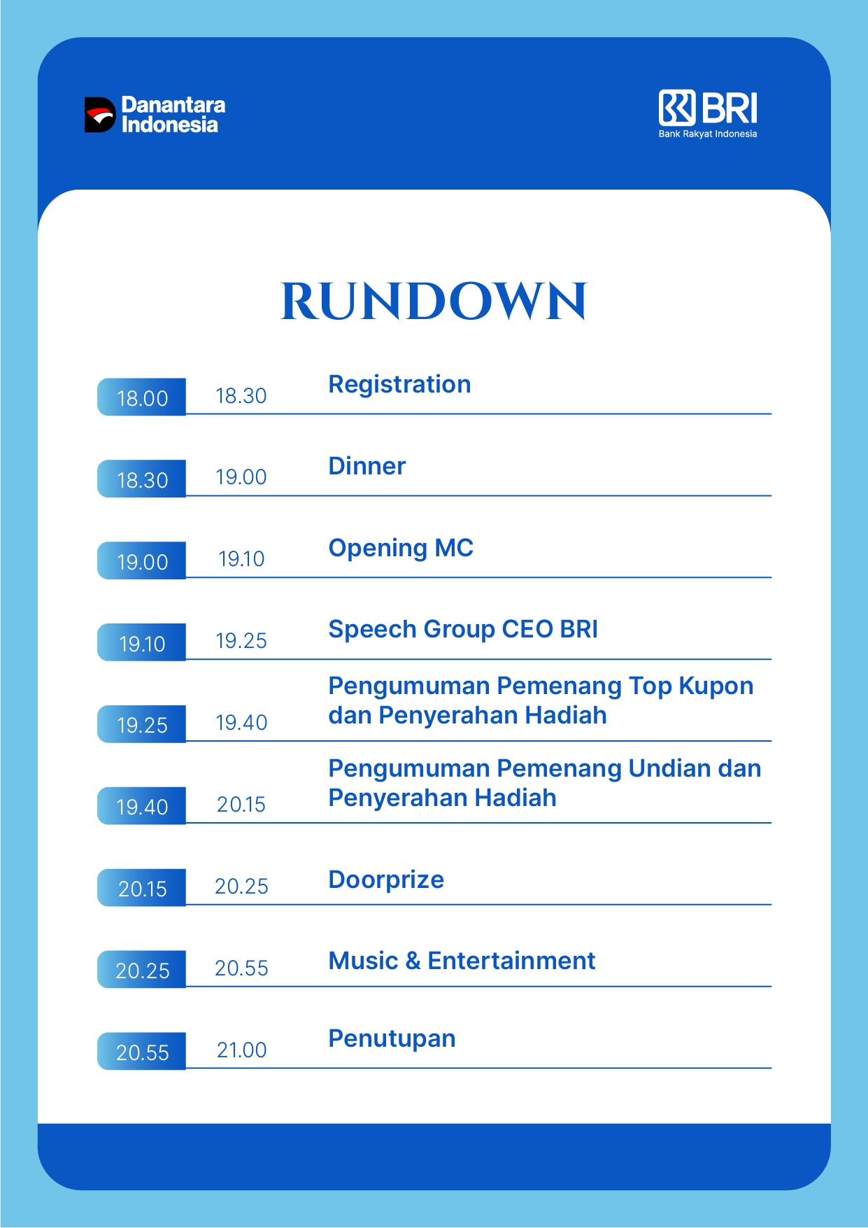 Rundown Acara Intimate Dinner